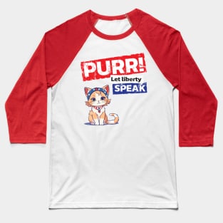 Celebrate Freedom: Cute Cat for Patriotic Purr-fection! Baseball T-Shirt